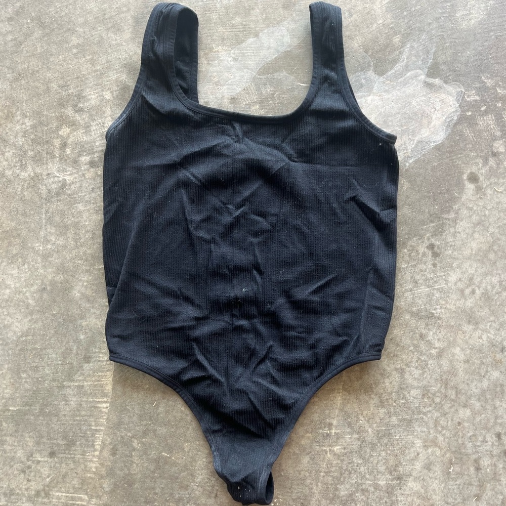black ribbed bodysuit